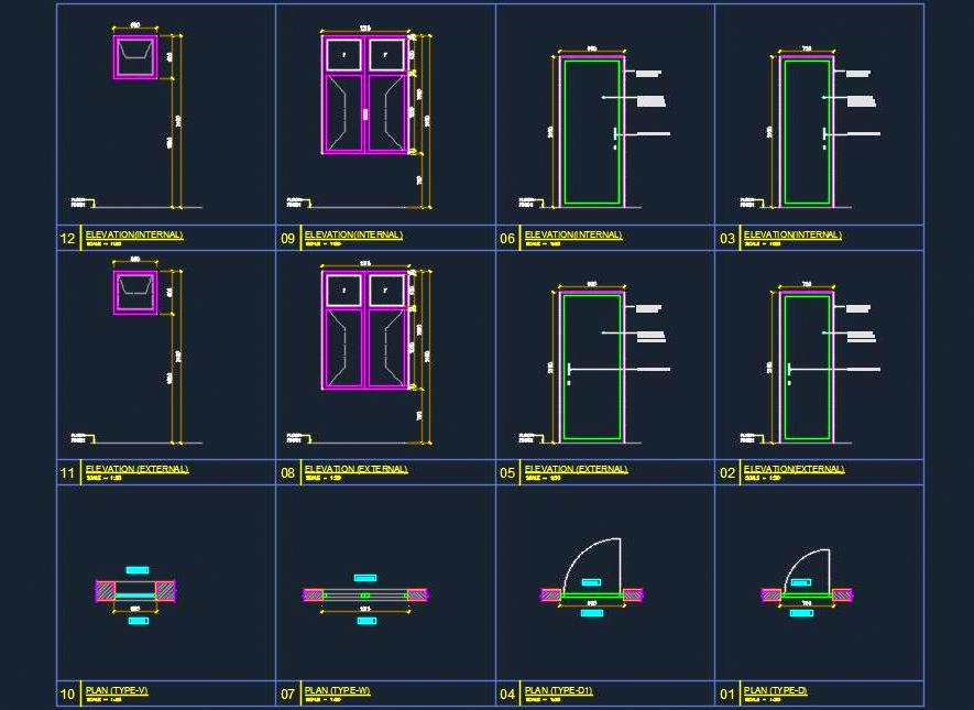 Basic Flush Door, Window, and Ventilator Designs- Free DWG